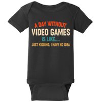 A Day Without Video Games Is Like Just Kidding I Have No Idea Baby Bodysuit