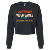 A Day Without Video Games Is Like Just Kidding I Have No Idea Cropped Pullover Crew