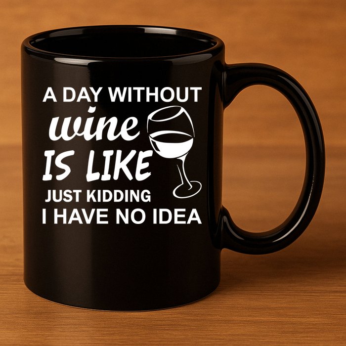 A Day Without Wine Is like Just Kidding I Have No idea 11oz C Handle Ceramic Mug