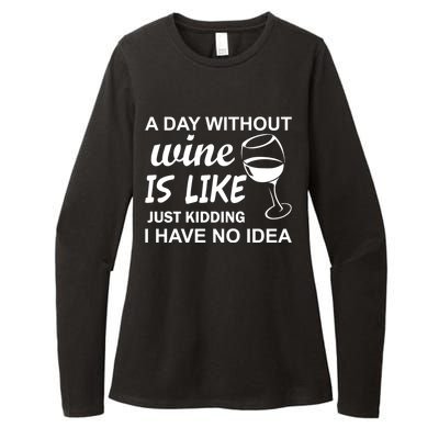 A Day Without Wine Is like Just Kidding I Have No idea Womens CVC Long Sleeve Shirt