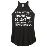 A Day Without Wine Is like Just Kidding I Have No idea Women's Perfect Tri Rocker Tank