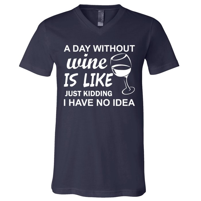 A Day Without Wine Is like Just Kidding I Have No idea V-Neck T-Shirt