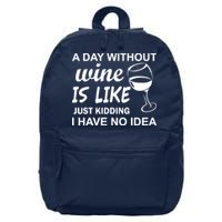 A Day Without Wine Is like Just Kidding I Have No idea 16 in Basic Backpack
