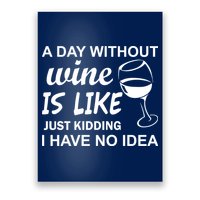 A Day Without Wine Is like Just Kidding I Have No idea Poster