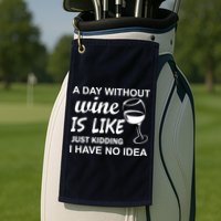 A Day Without Wine Is like Just Kidding I Have No idea Golf Towel