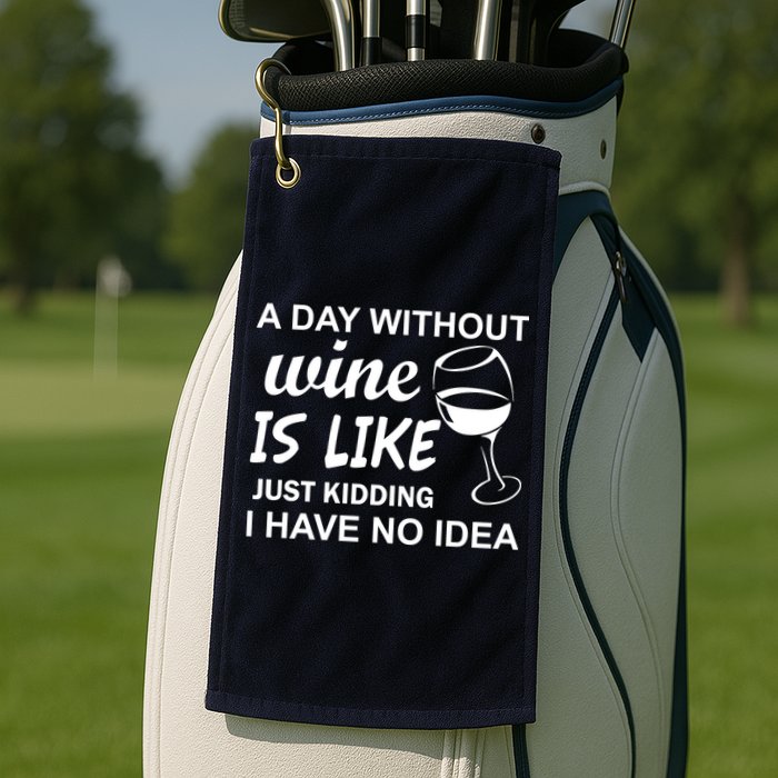 A Day Without Wine Is like Just Kidding I Have No idea Golf Towel