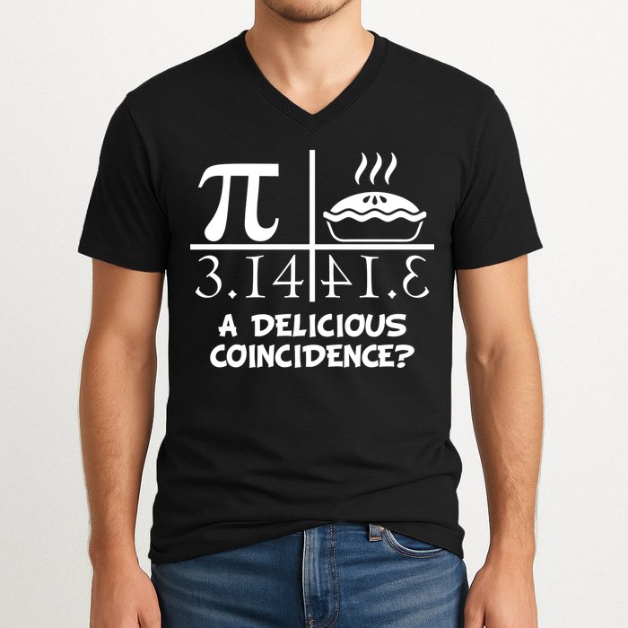 A Delicious Coincidence? Pi Day 3.14 Math Geek V-Neck T-Shirt