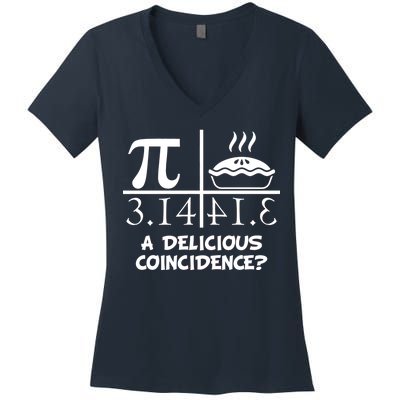 A Delicious Coincidence? Pi Day 3.14 Math Geek Women's V-Neck T-Shirt