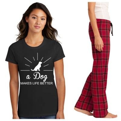 A Dog Makes Life Better Women's Flannel Pajama Set