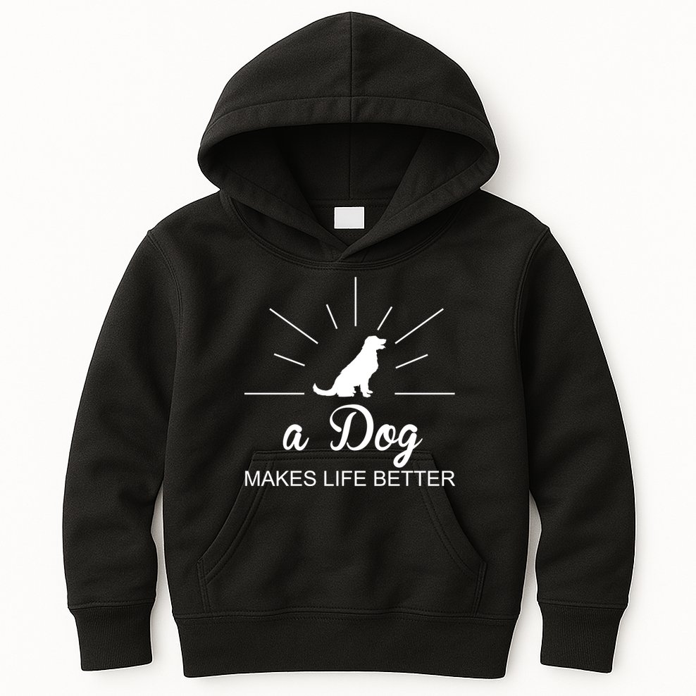 A Dog Makes Life Better Kids Hoodie