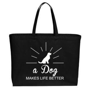 A Dog Makes Life Better Cotton Canvas Jumbo Tote