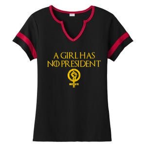 A Girl Has No President Resist Anti Trump Ladies Halftime Notch Neck Tee