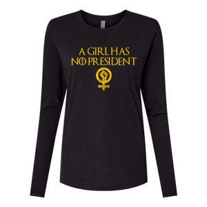 A Girl Has No President Resist Anti Trump Womens Cotton Relaxed Long Sleeve T-Shirt