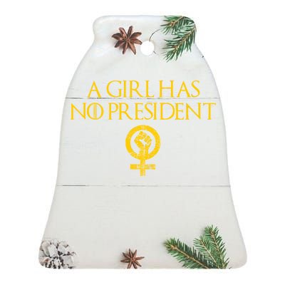 A Girl Has No President Resist Anti Trump Ceramic Bell Ornament