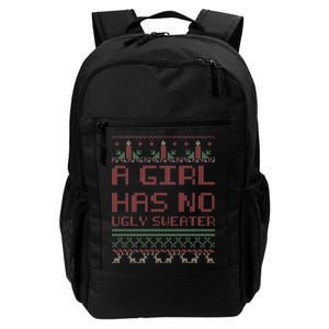 A Girl Has No Ugly Sweater Funny Christmas Daily Commute Backpack