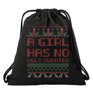 A Girl Has No Ugly Sweater Funny Christmas Drawstring Bag