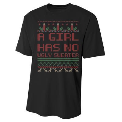 A Girl Has No Ugly Sweater Funny Christmas Performance Sprint T-Shirt