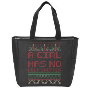 A Girl Has No Ugly Sweater Funny Christmas Zip Tote Bag