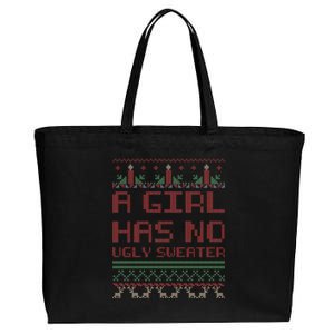 A Girl Has No Ugly Sweater Funny Christmas Cotton Canvas Jumbo Tote