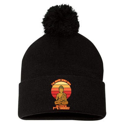 A little Go F**k Yourself Funny Buddha Pom Pom 12in Knit Beanie