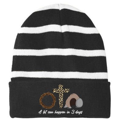 A Lot Can Happen in 3 Day Celebrating Easter Striped Beanie with Solid Band