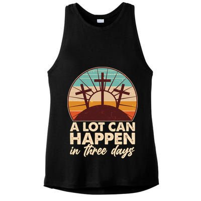 A Lot Can Happen in Three Days Jesus Resurrection Ladies PosiCharge Tri-Blend Wicking Tank