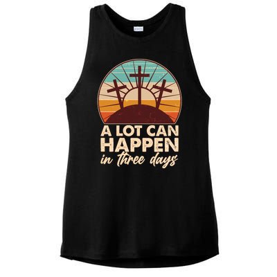 A Lot Can Happen in Three Days Jesus Resurrection Ladies PosiCharge Tri-Blend Wicking Tank