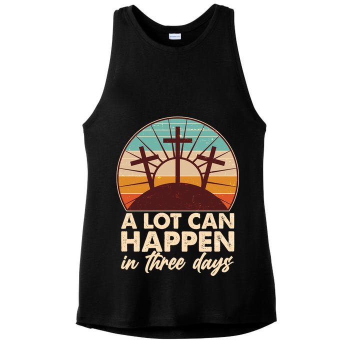 A Lot Can Happen in Three Days Jesus Resurrection Ladies PosiCharge Tri-Blend Wicking Tank