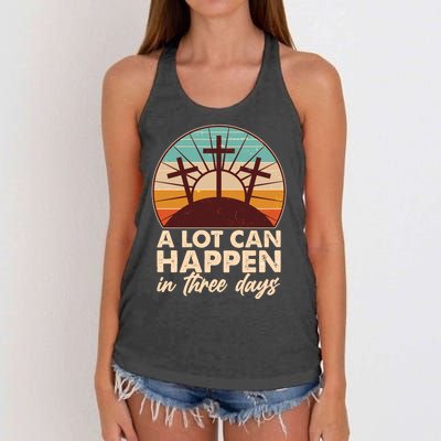 A Lot Can Happen in Three Days Jesus Resurrection Women's Knotted Racerback Tank