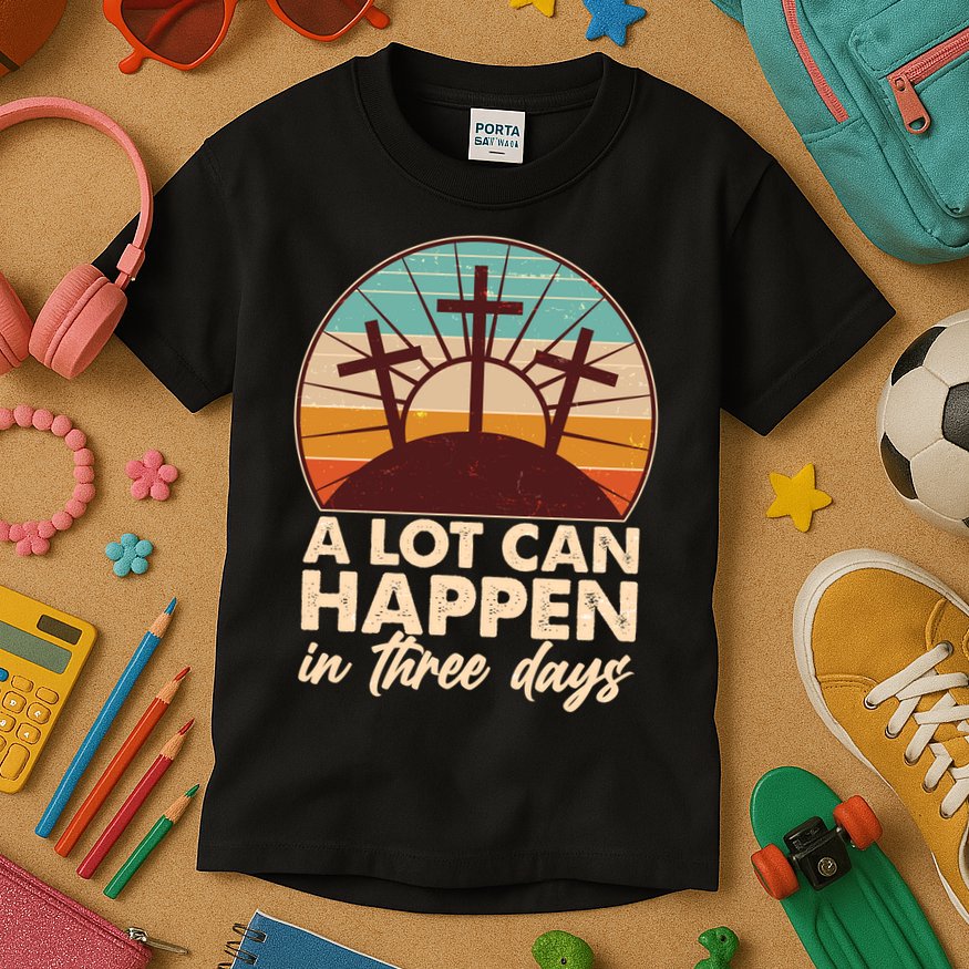 A Lot Can Happen in Three Days Jesus Resurrection Kids T-Shirt