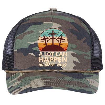 A Lot Can Happen in Three Days Jesus Resurrection Retro Rope Trucker Hat Cap