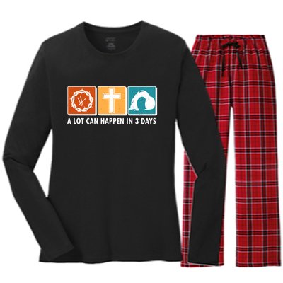 A Lot Can Happened In Three Days Jesus Resurrection Women's Long Sleeve Flannel Pajama Set 