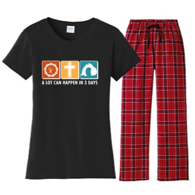 A Lot Can Happened In Three Days Jesus Resurrection Women's Flannel Pajama Set