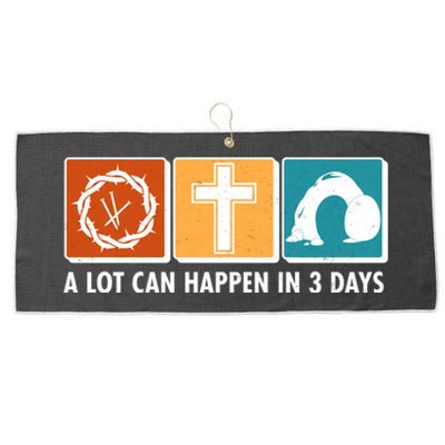 A Lot Can Happened In Three Days Jesus Resurrection Large Microfiber Waffle Golf Towel