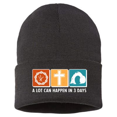 A Lot Can Happened In Three Days Jesus Resurrection Sustainable Knit Beanie