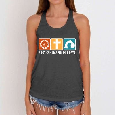 A Lot Can Happened In Three Days Jesus Resurrection Women's Knotted Racerback Tank