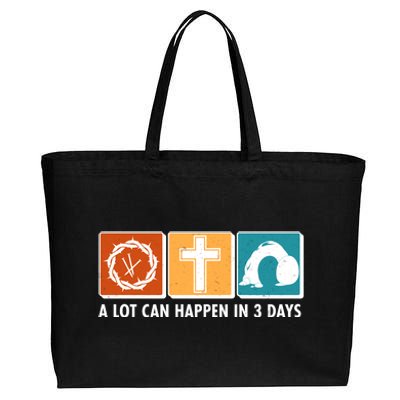 A Lot Can Happened In Three Days Jesus Resurrection Cotton Canvas Jumbo Tote