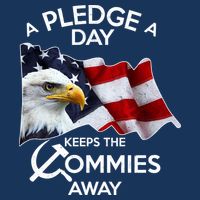 A Pledge A Dat Keeps The s Commies Away 7 Panel Mesh Trucker Snapback Hat