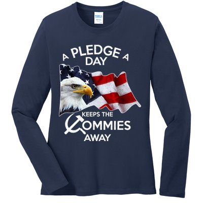 A Pledge A Dat Keeps The s Commies Away Ladies Long Sleeve Shirt