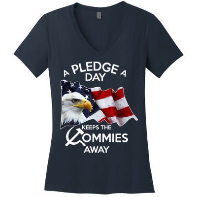 A Pledge A Dat Keeps The s Commies Away Women's V-Neck T-Shirt