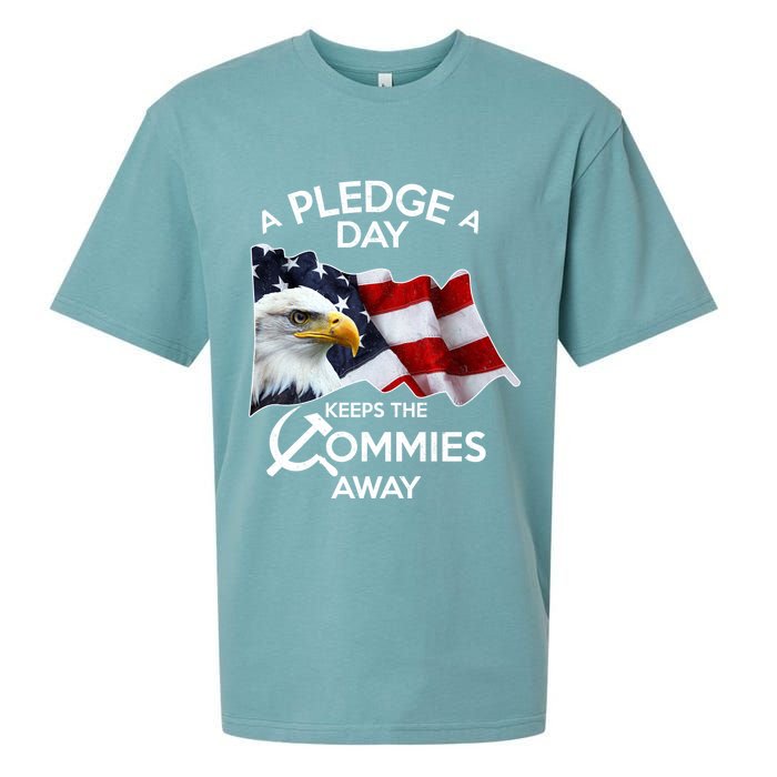 A Pledge A Dat Keeps The s Commies Away Sueded Cloud Jersey T-Shirt