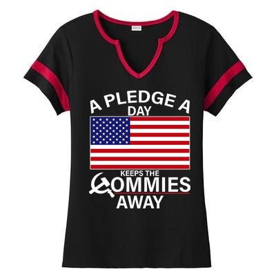 A Pledge A Day Keeps The Commies Away Ladies Halftime Notch Neck Tee