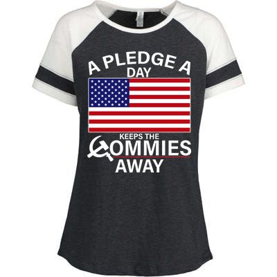 A Pledge A Day Keeps The Commies Away Enza Ladies Jersey Colorblock Tee