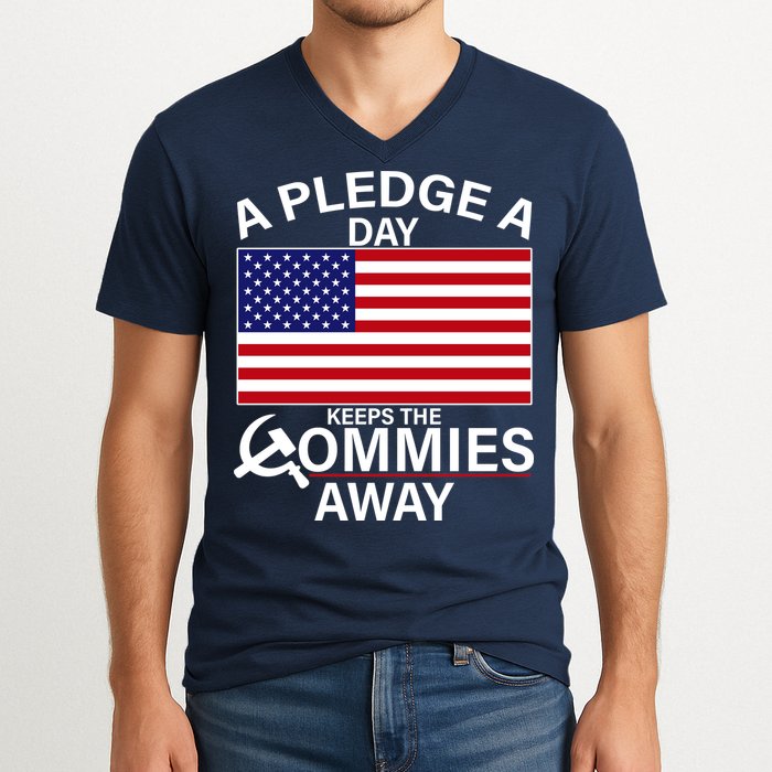 A Pledge A Day Keeps The Commies Away V-Neck T-Shirt