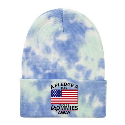 A Pledge A Day Keeps The Commies Away Tie Dye 12in Knit Beanie