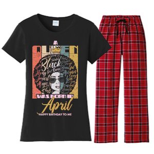 A Queen Was Born In April Women's Flannel Pajama Set