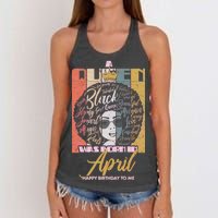 A Queen Was Born In April Women's Knotted Racerback Tank