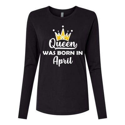 A Queen Was Born In April Birthday Womens Cotton Relaxed Long Sleeve T-Shirt