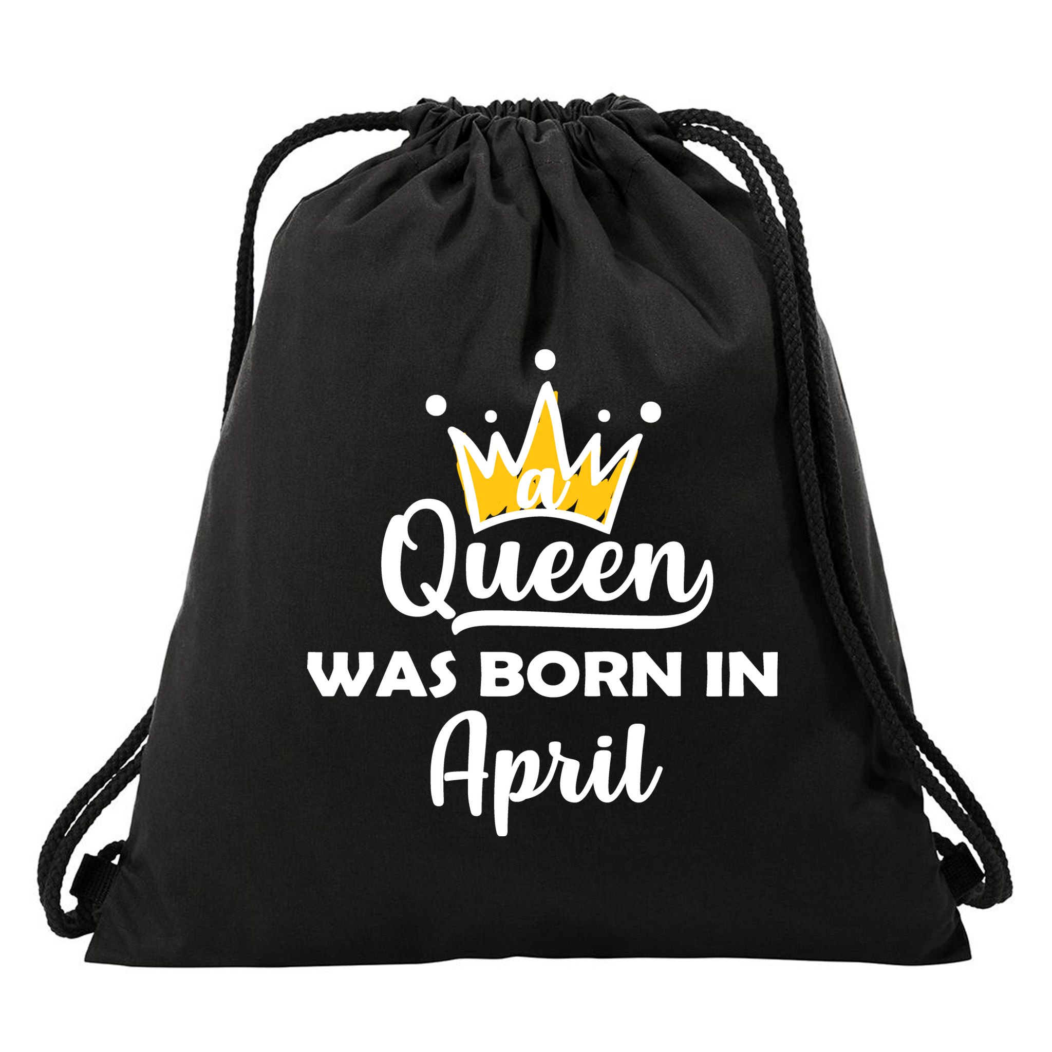 A Queen Was Born In April Birthday Drawstring Bag