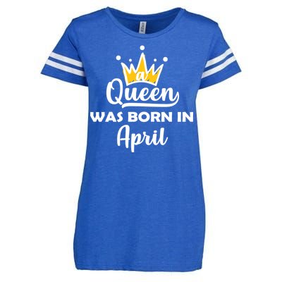 A Queen Was Born In April Birthday Enza Ladies Jersey Football T-Shirt